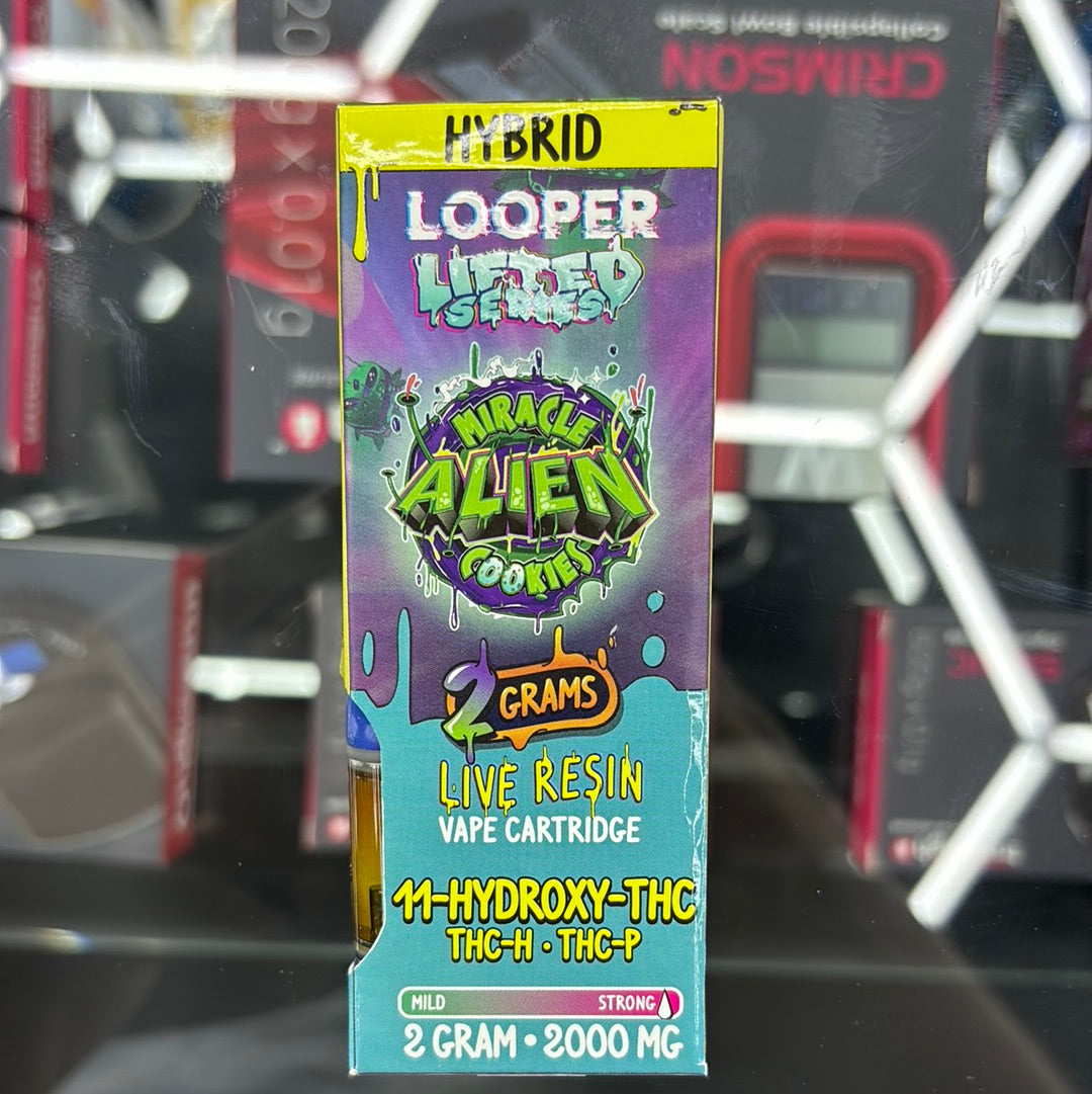 Looper lifted series, miracle alien cookies, 2g live resin vape cartridge