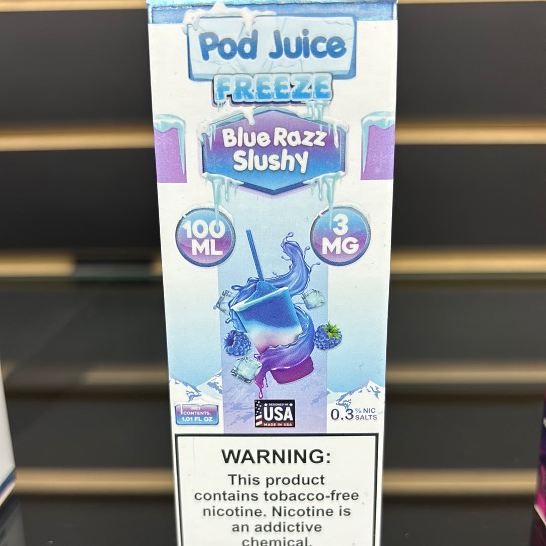 POD juice freeze blue, razz, slushy 3MG