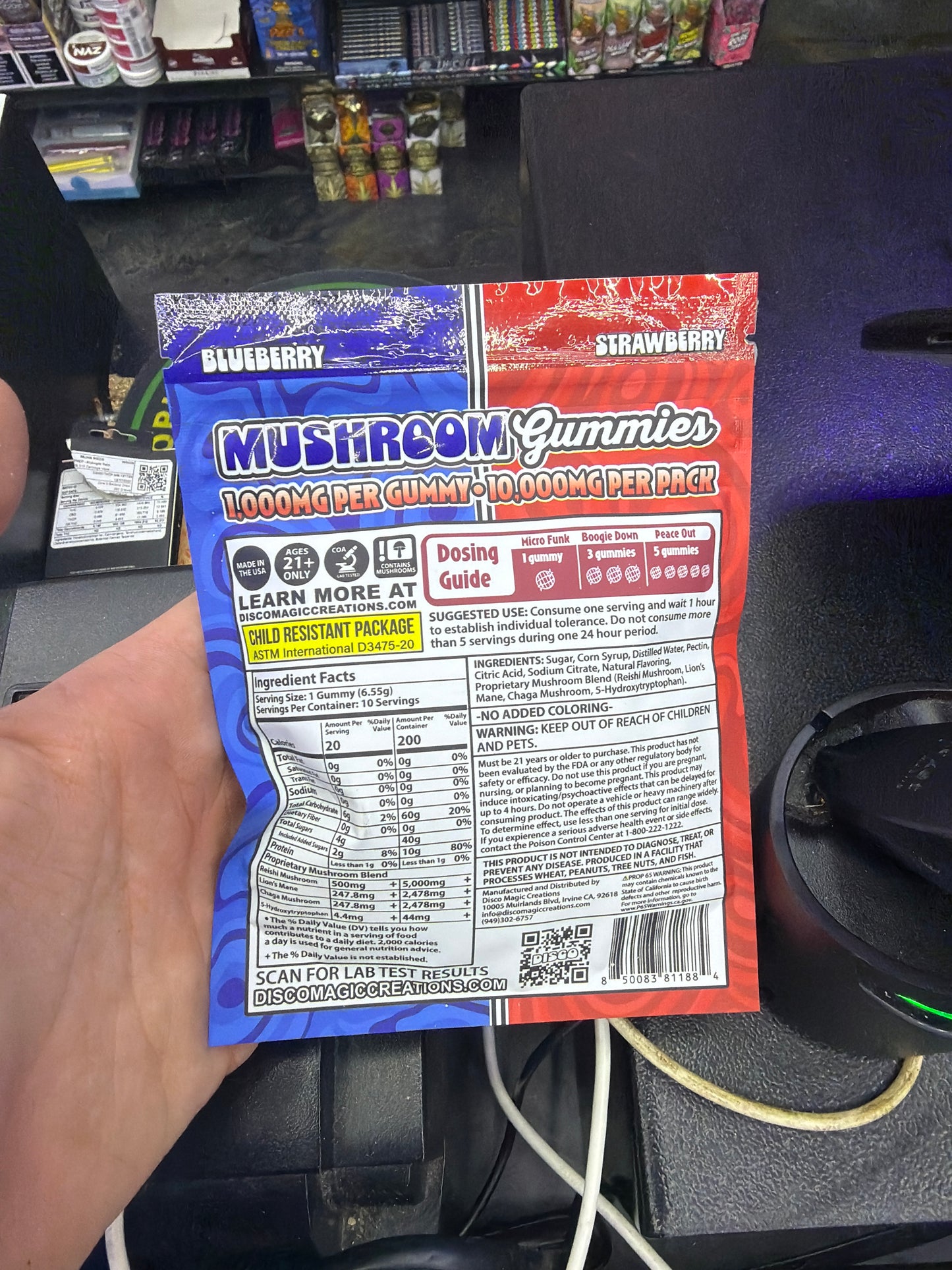 Disco Twice The Trap Mushroom gummies 10ct x 1000mg Strawberry/ Blueberry