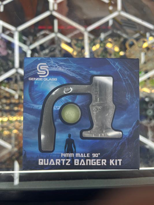 Sense glass 14mm male 90* quartz banger kit