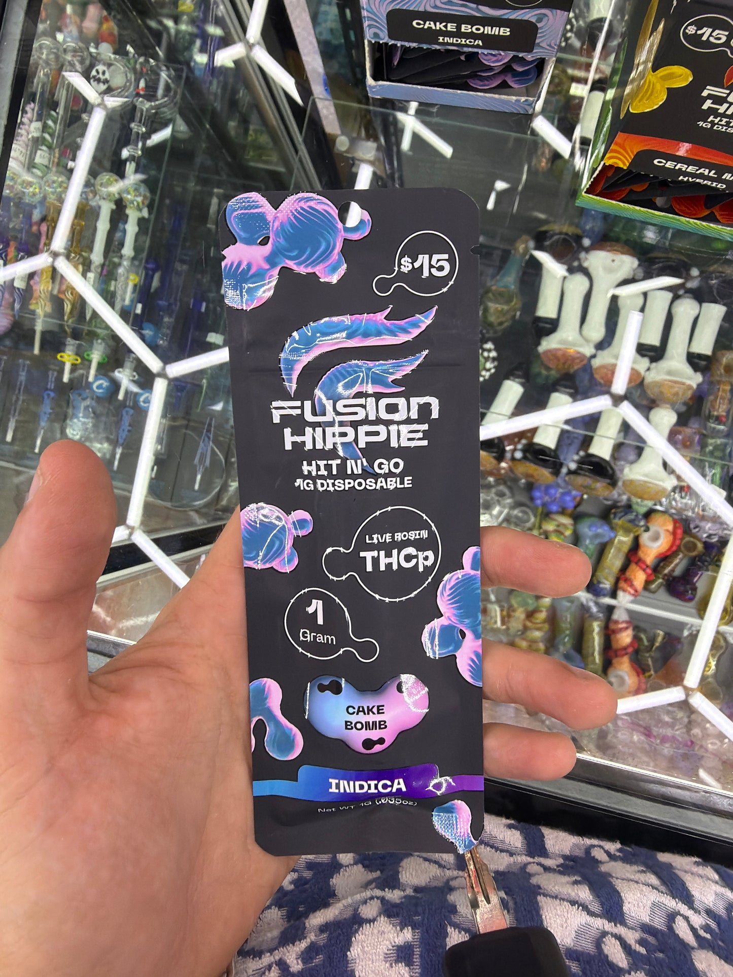Fusion Hippie Hit N’ Go Live Rosin Thcp 1g Disposable Indica Cake Bomb