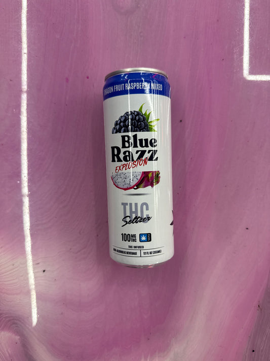 Sticky Green Thca Seltzer Blue Razz Explosion (Dragon Fruit Raspberry Mixed) 12floz