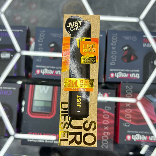 Just CBD two ML 1500 puffs live resin sativa sour diesel