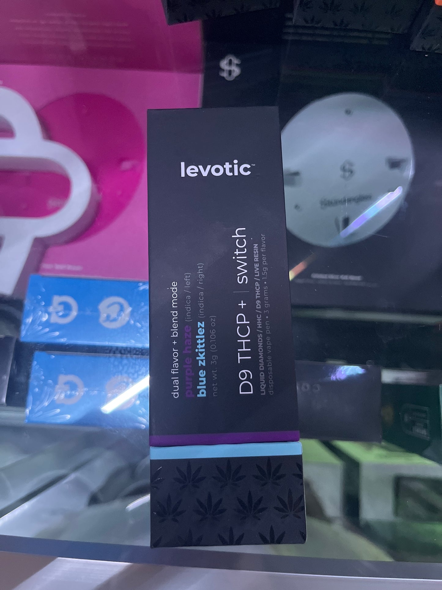 Levotic dual flavor + blend mode d9thcp purple haze/ blue zkittles