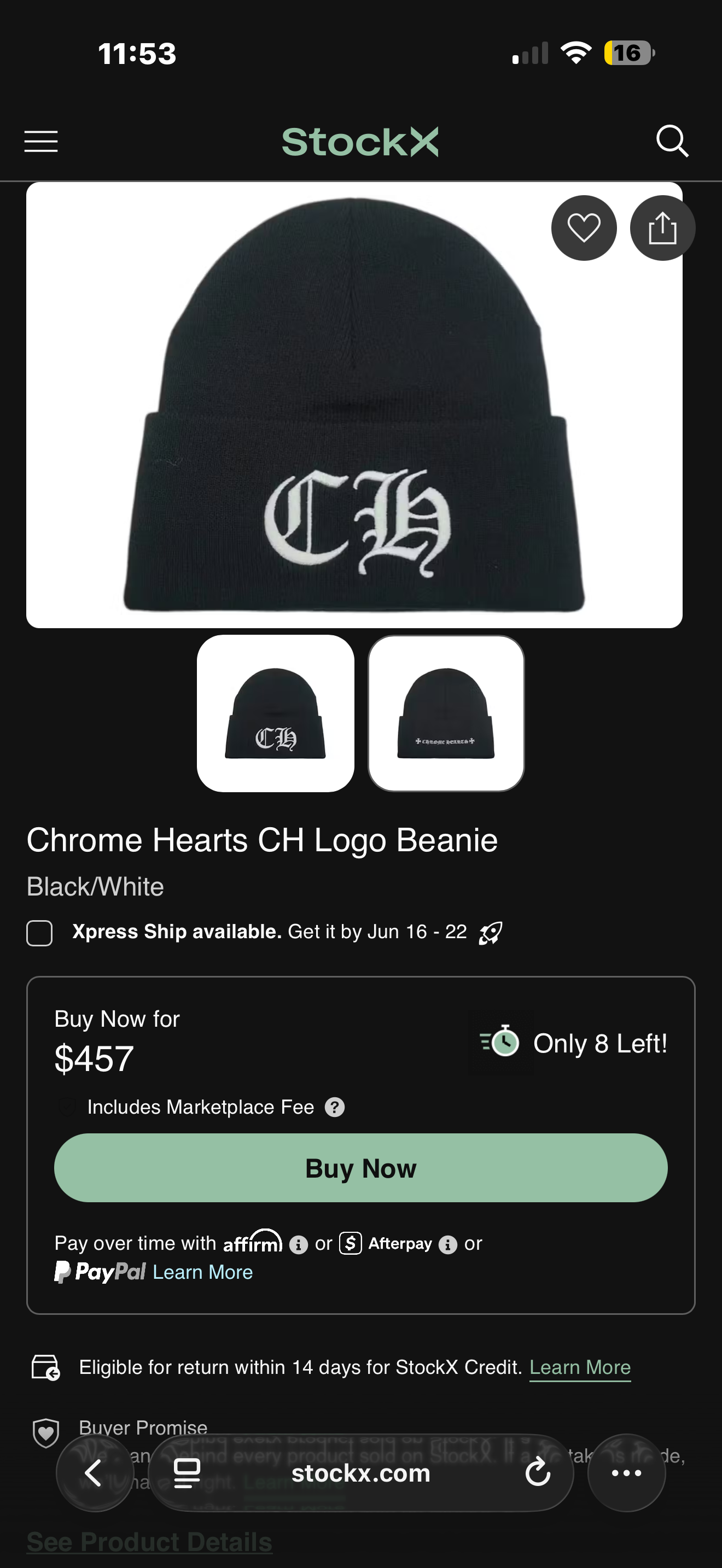 Chrome Hearts CH Logo Beanie