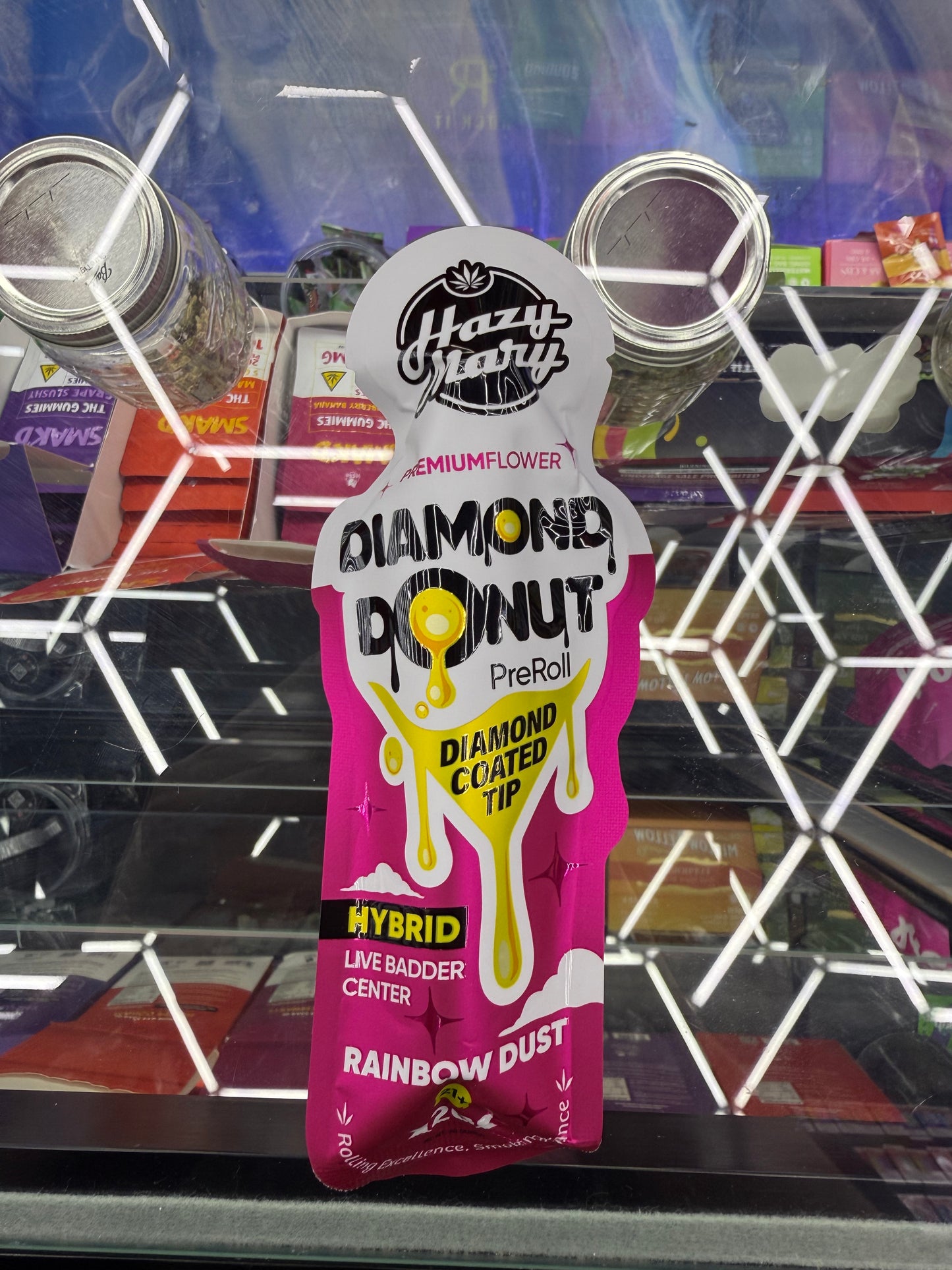 Hazy Mary Diamond Donut Preroll Diamond coated tip Hybrid Rainbow Dust 2G